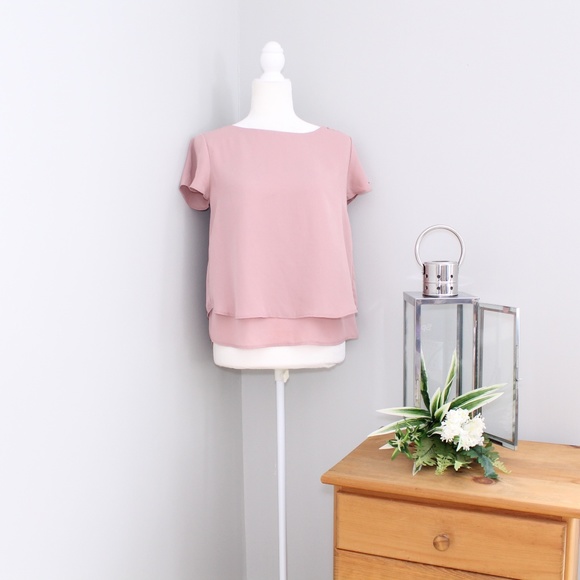 Forever 21 Tops - Forever 21 Pink Flowy Short Sleeve Blouse Sz S